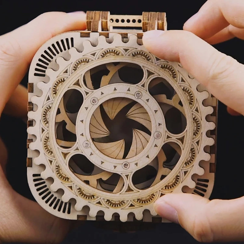 DIY 3D Wood Puzzle Mechanical Gears: Treasure Box - 158 Pieces - Flashpopup.com