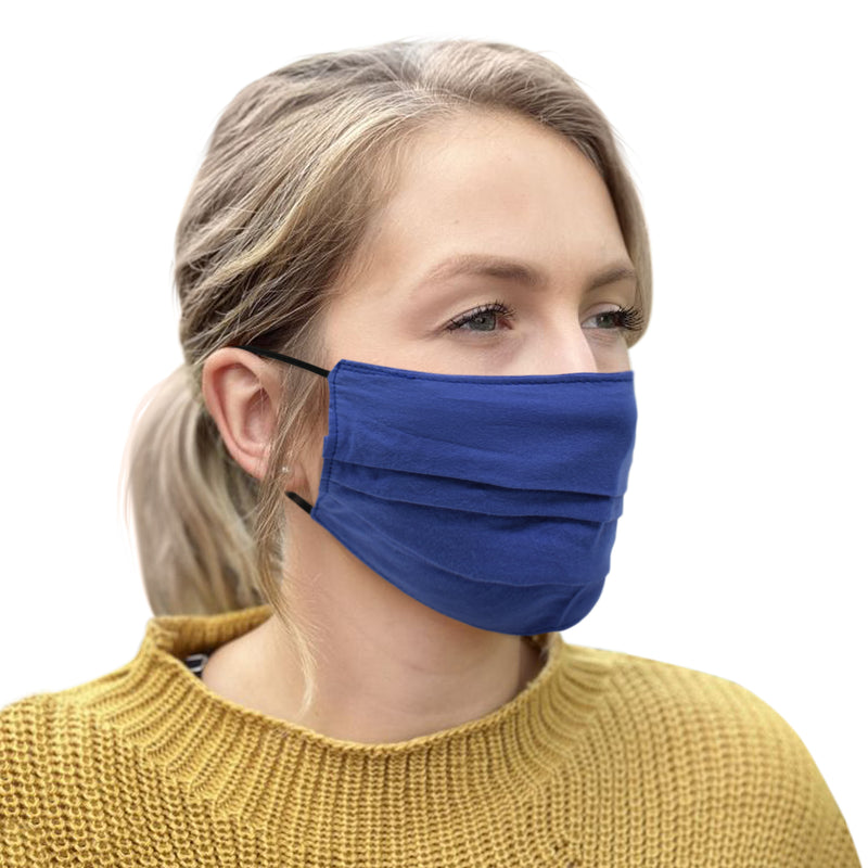 3Pc Dusty Blue Pleated Wasable Face Mask - Flashpopup.com