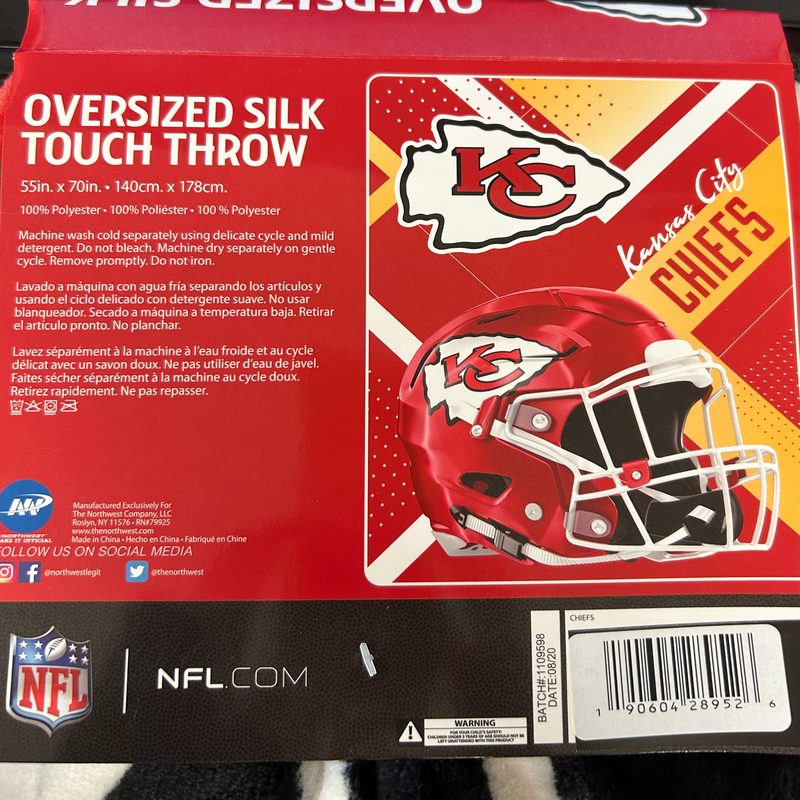 NFL Oversized Silk Touch Throw- Chiefs (55"x 70")