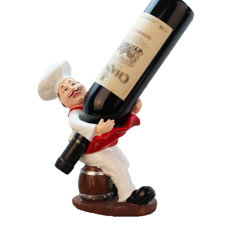 New Classic Chef Sitting on Wine Barrel Wine Holder Sculpted for Home Decoration
