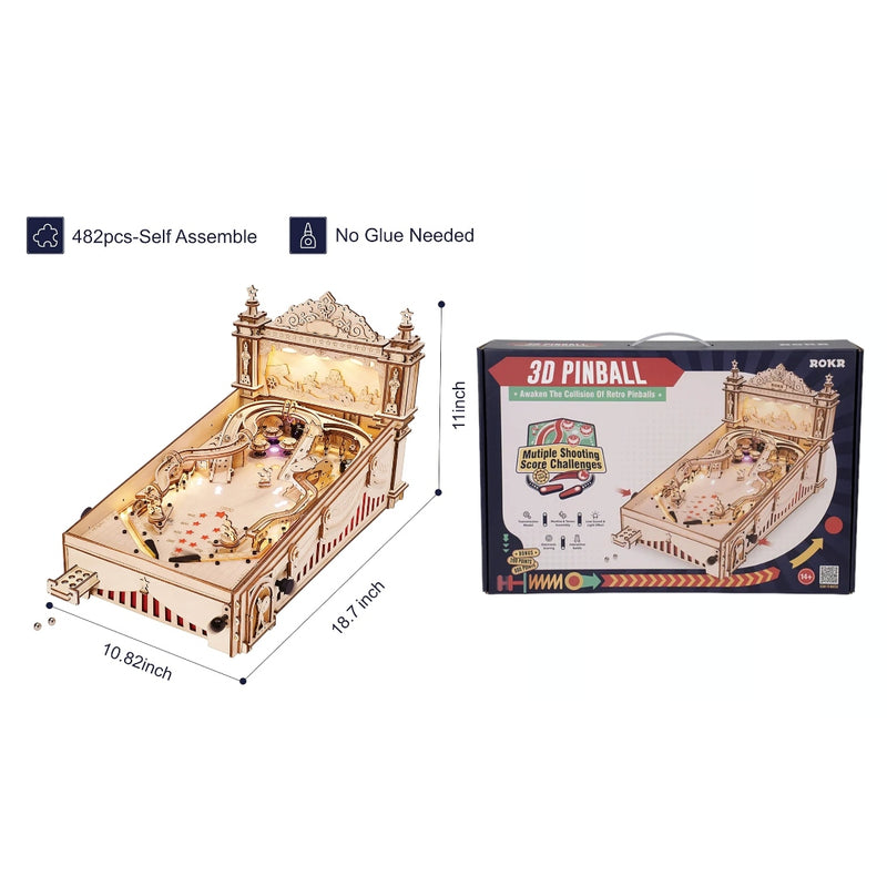 DIY 3D Electro Mechanical Puzzle Pinball Machine 482pcs