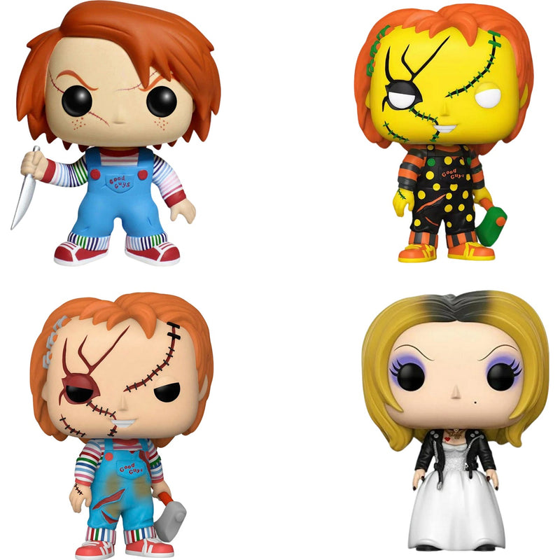 Funko Pop! 4 Pack Chucky: Chucky #56, Vintage Halloween Chucky #1249, Bride of Chucky #1249, Bride of Chucky - Tiffany #468