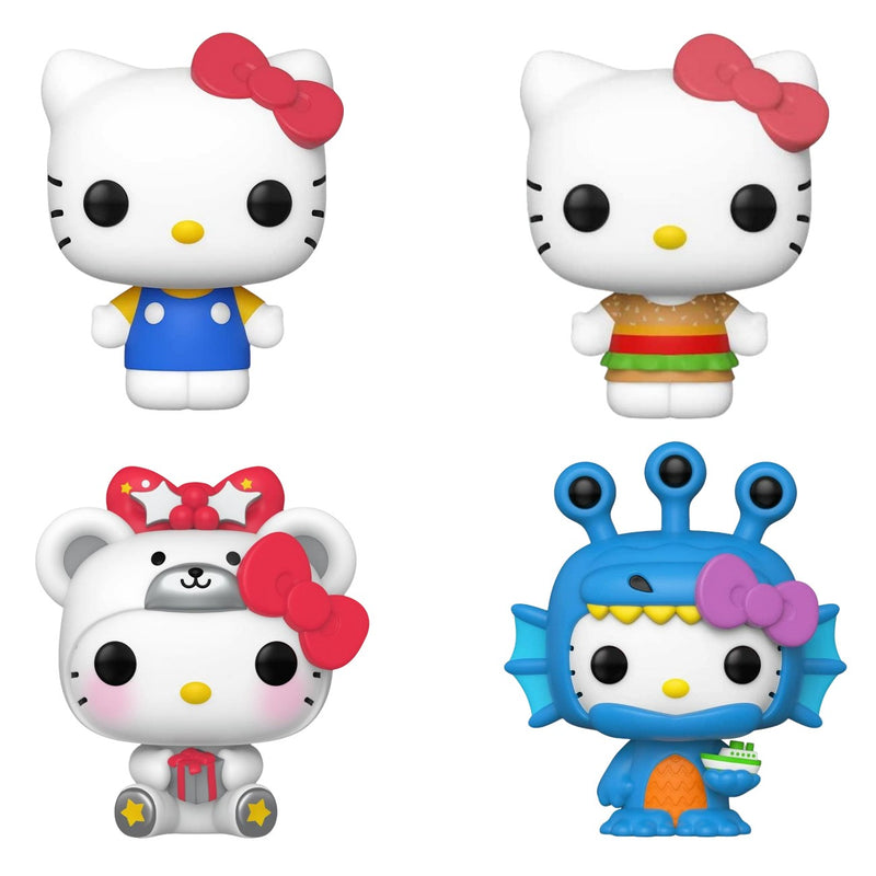 Funko Pop! 4 Pack Hello Kitty: Classic, Kawaii Burger Shop, Polar Bear Hat, Kaiju Sea Kaiju #28, #29, #69, #41