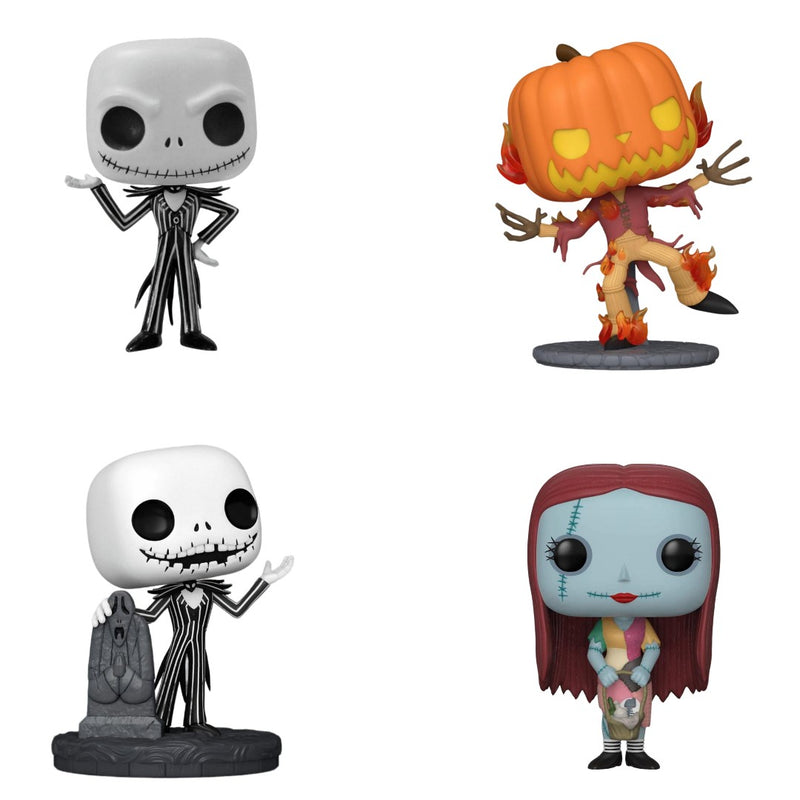 Funko Pop! 4 Pack NBC: Jack, Sally, Jack with Gravestone, Pumpkin King #15, #16, #1355, #1357