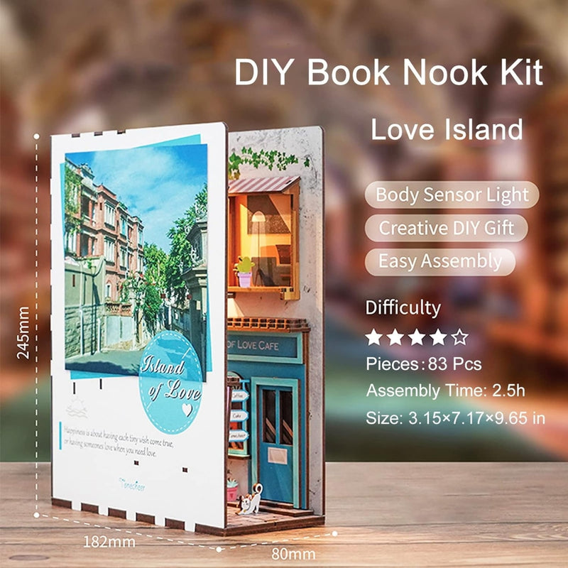 DIY 3D Book Nook Kit Island of Love Cafe 83pcs