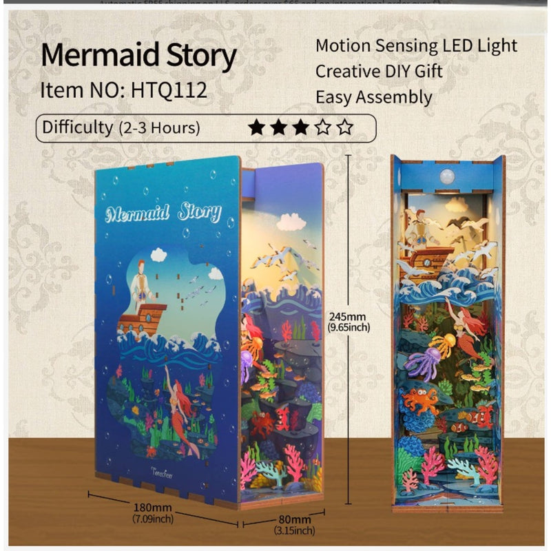 DIY 3D Book Nook Kit Mermaid Story 77pcs