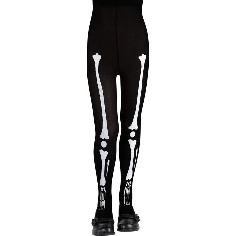 2 Pack Halloween Bone Print Tights & Dancing Skeleton Girls Size Small