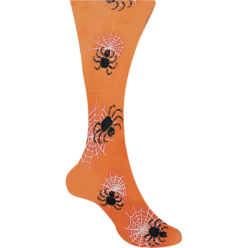 2 Pack Halloween Tights Glow in the Dark Spider Webs & Spider Print Size Large
