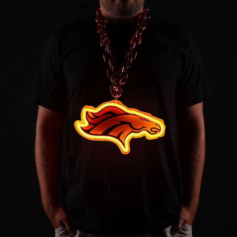 NFL Fan Chain, Big Neon Light Up Team Logo - Denver Broncos