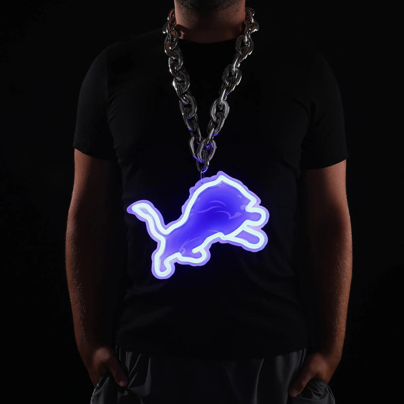 NFL Fan Chain, Big Neon Light Up Team Logo - Detroit Lions