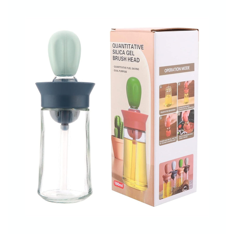 Cooking/BBQ Glass Oil Dispenser with 3 Layer Gel Brush