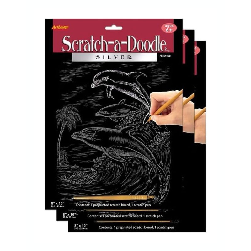 Artlover Scratch-a-Doodle Silver Animals 3 Pack