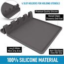 Grey Silicone Utensil Rack Spoons, Forks, Tongs & More