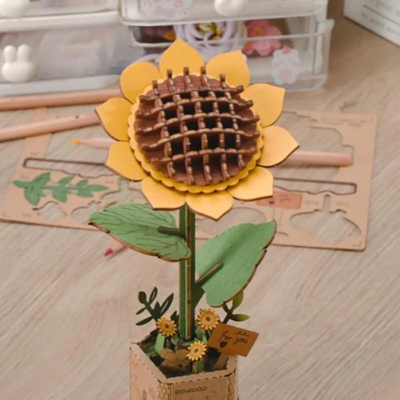 DIY 3D Wood Puzzle Sunflower 86pcs