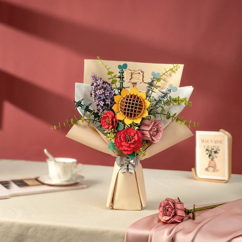 DIY 3D Wood Puzzle 5 Pack Flower Bouquet