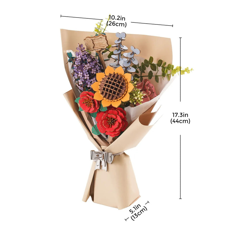 DIY 3D Wood Puzzle 5 Pack Flower Bouquet