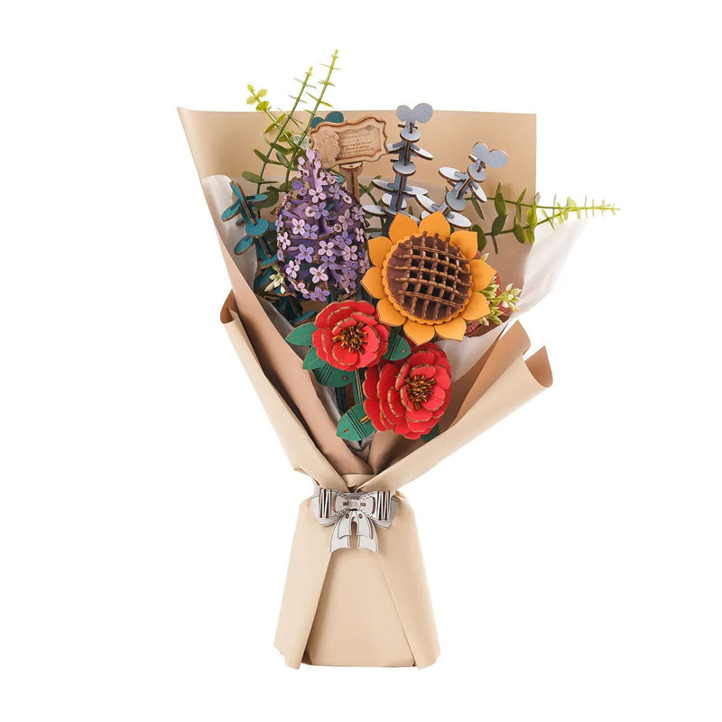 DIY 3D Wood Puzzle 5 Pack Flower Bouquet