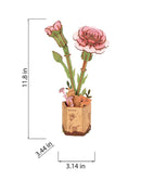 DIY 3D Wood Puzzle Pink Carnation 124pcs