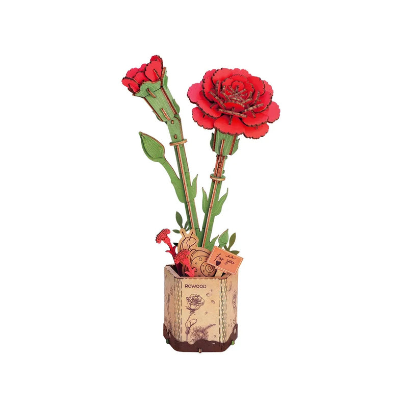 DIY 3D Wood Puzzle Red Carnation 124pcs