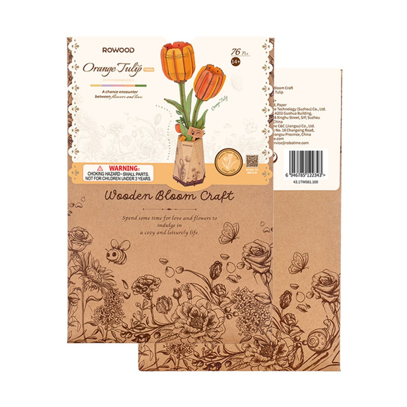 DIY 3D Wood Puzzle Orange Tulip 76pcs