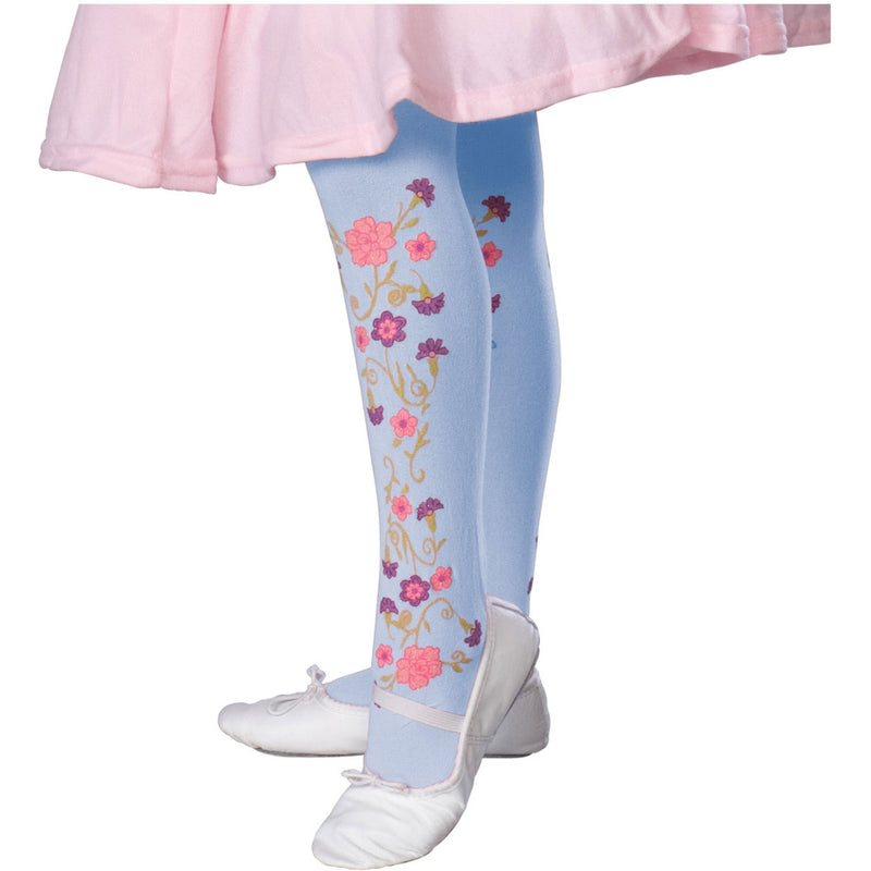 2 Pack Halloween Tights Floral Blue & Floral Pink Girls Size Small