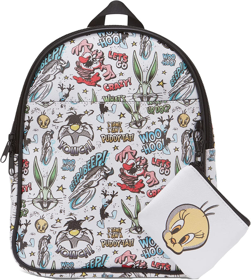 Leather Backpack with Coin Purse - Looney Tunes, 10.5''