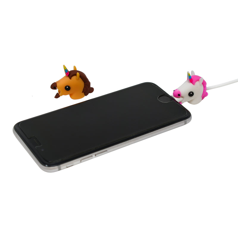 2-pack Cable Protectors Brown & White Unicorn Compatible with iPhone & Android Cables - Flashpopup.com