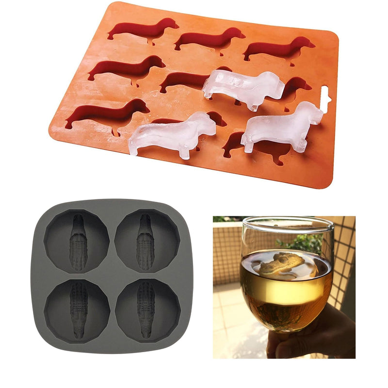 Ice Tray - 2 Pack of Animals - Dachshund and Crocodile - Modeling Chocolate & Ice - Flashpopup.com