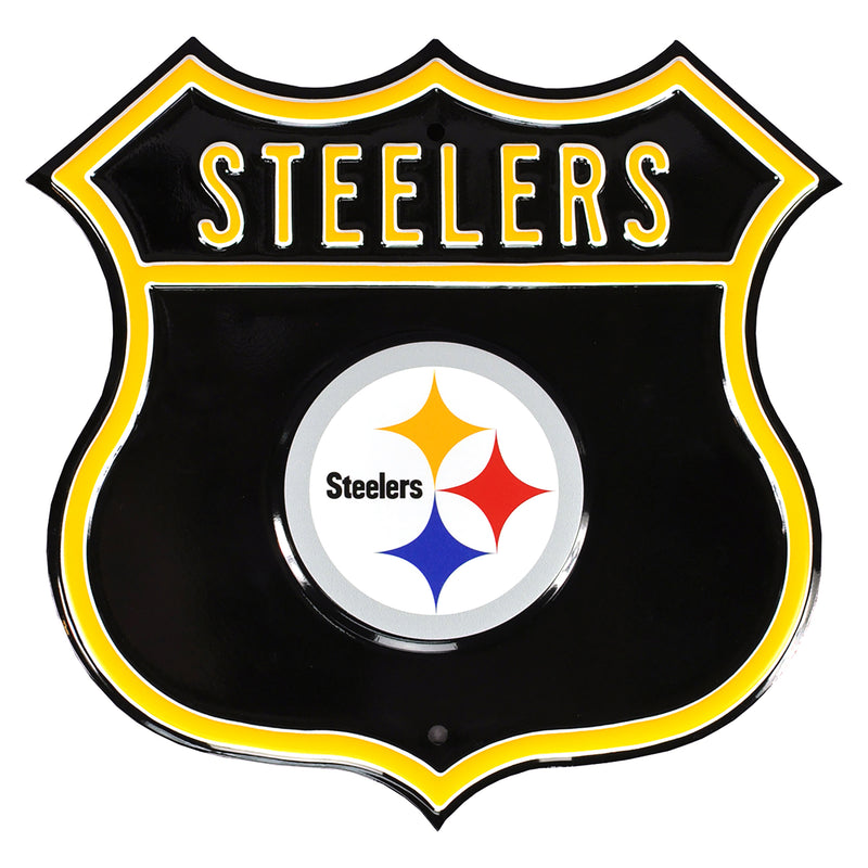 NFL Route Sign Pittsburgh Steelers Metal Sign, 3 pounds Dimensions 16" x 16" - Flashpopup.com