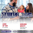 NFL Street Sign Dallas Cowboys Ave Metal Sign, 3 pounds Dimensions 6" x 36" - Flashpopup.com