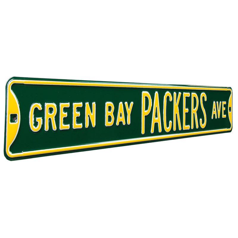 NFL Street Sign Green Bay Packers Ave Metal Sign, 3 pounds Dimensions 6" x 36" - Flashpopup.com