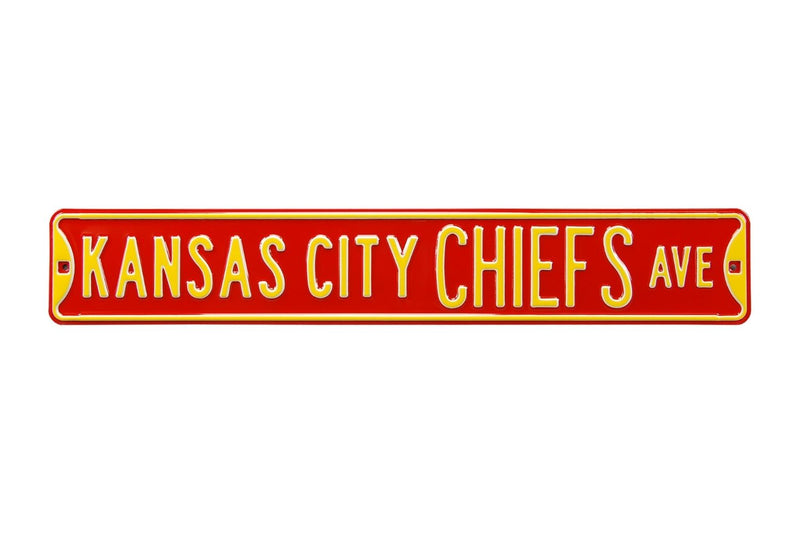 NFL Street Sign Kansas City Chiefs Ave Metal Sign, 3 pounds Dimensions 6" x 36" - Flashpopup.com