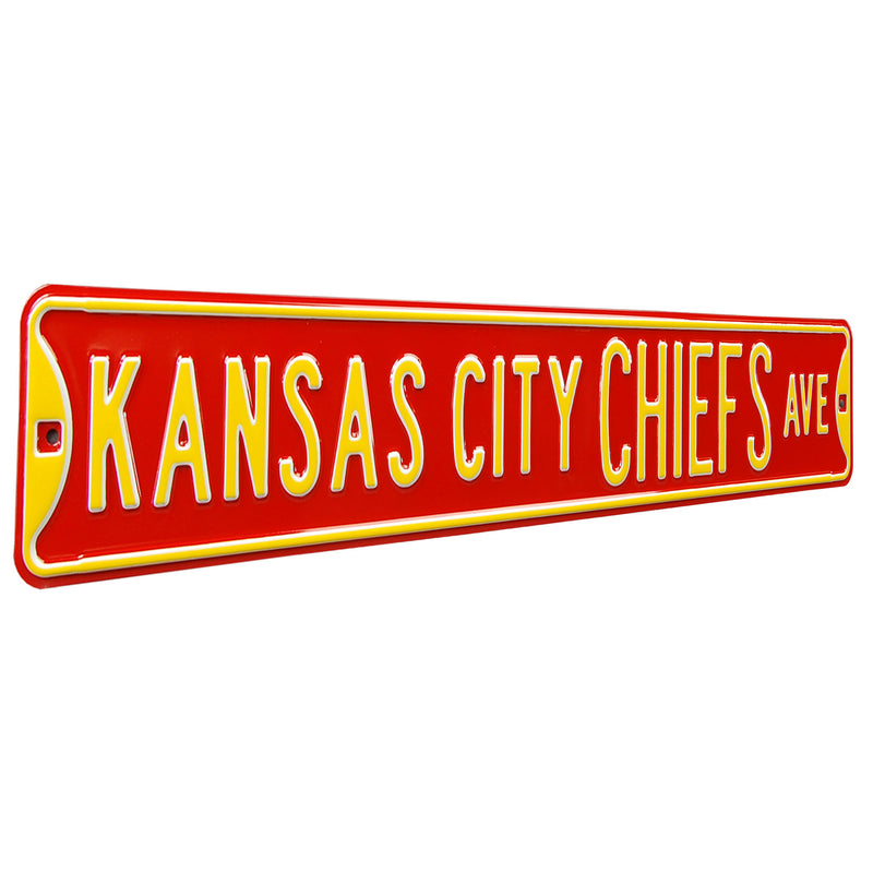 NFL Street Sign Kansas City Chiefs Ave Metal Sign, 3 pounds Dimensions 6" x 36" - Flashpopup.com