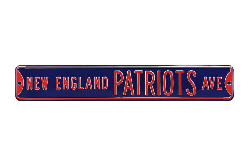 NFL Street Sign New England Patriots Ave Metal Sign, 3 pounds Dimensions 6" x 36" - Flashpopup.com