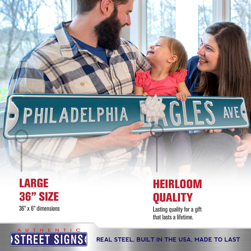NFL Street Sign Philadelphia Eagles Ave Metal Sign, 3 pounds Dimensions 6" x 36" - Flashpopup.com