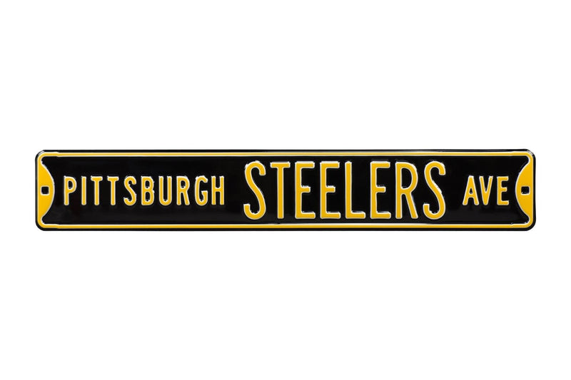 NFL Street Sign Pittsburgh Steelers Ave Metal Sign, 3 pounds Dimensions 6" x 36" - Flashpopup.com