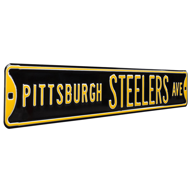 NFL Street Sign Pittsburgh Steelers Ave Metal Sign, 3 pounds Dimensions 6" x 36" - Flashpopup.com