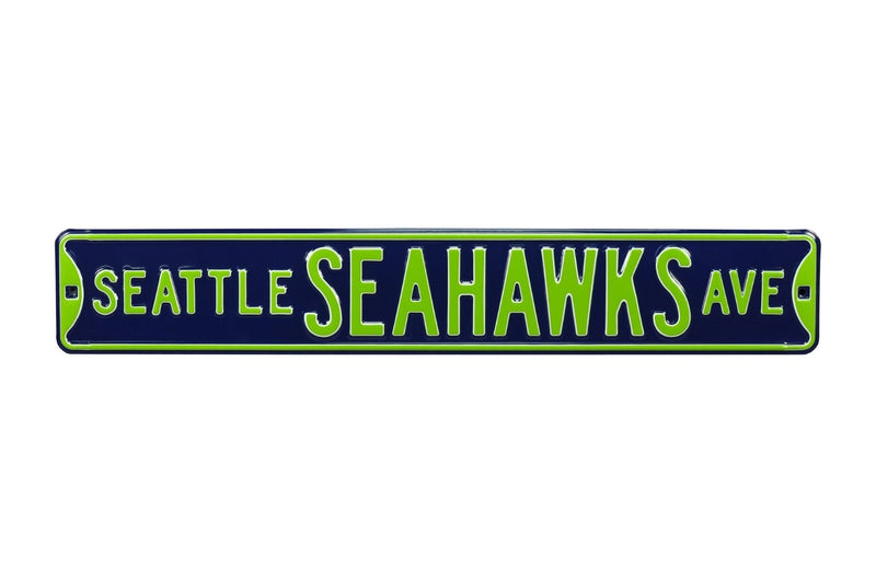 NFL Street Sign Seattle Seahawks Ave Metal Sign, 3 pounds Dimensions 6" x 36" - Flashpopup.com