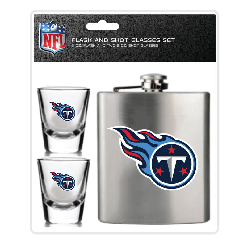 NFL Tennessee Titans 6oz Flask Shot & 2oz Glasses Set, Stainless Steel - Flashpopup.com
