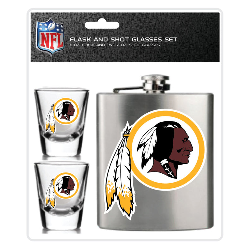 Collectible NFL Washington Redskins 6oz Flask Shot & 2oz Glasses Set, Stainless Steel - Flashpopup.com