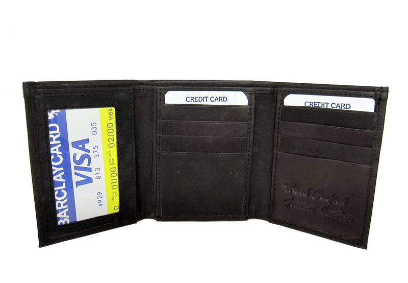 Men's Authentic Leather Trifold Wallets (Black) - Flashpopup.com