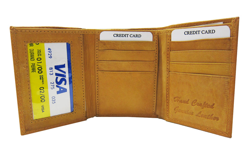 Wallet Men's Authentic Leather Trifold Wallets (Tan) - Flashpopup.com