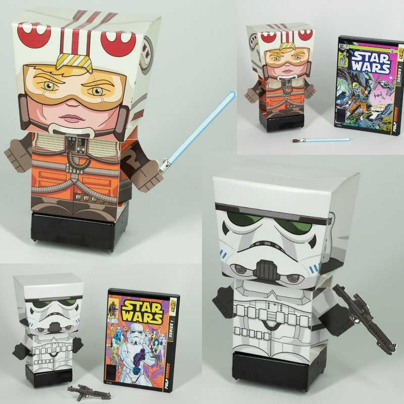 Star Wars 2 Pack Stormtrooper and Boba Fett SnapBot Pulp Heroes Pull Back - Flashpopup.com
