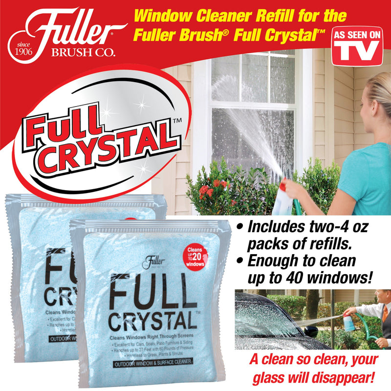Full Crystal Refill Kit - Two 4 Oz. Crystal Powder Exterior Window Cleaner Packets for Glass and Screens (Cleans Up to 40 Windows) - Flashpopup.com
