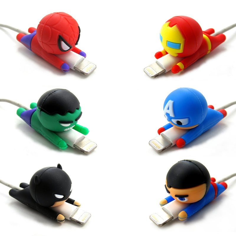 6pk iPhone Super Hero Cable Protectors - ALL - Flashpopup.com