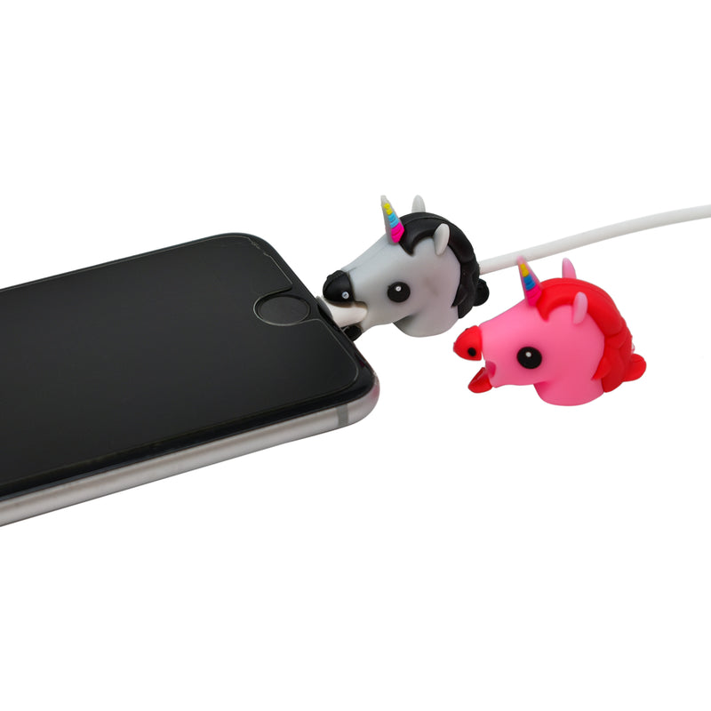 2-pack Cable Protectors Gray & Pink Unicorn Compatible with iPhone & Android Cables - Flashpopup.com