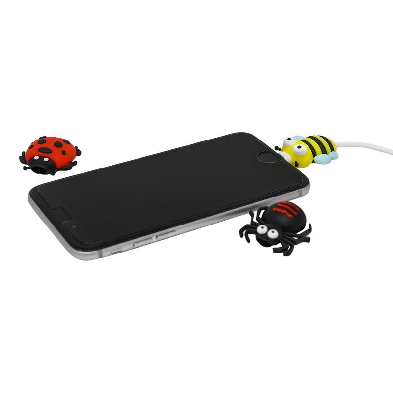 3-pack Cable Protectors Garden Bugs Compatible with iPhone & Android Cables - Flashpopup.com