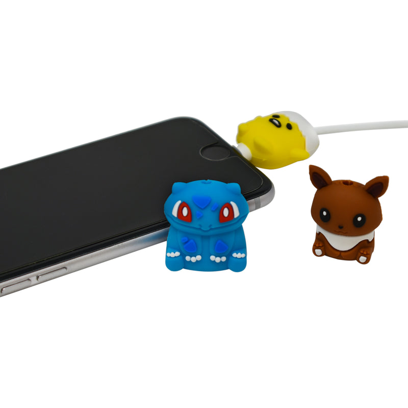 3-pack Cable Protectors Eevee, Bulbasur, & Egg Compatible with iPhone & Android Cables - Flashpopup.com