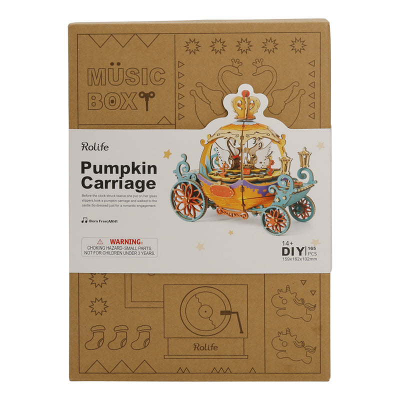 DIY 3D Music Box Puzzle - Pumpkin Carriage - 165 pcs - Flashpopup.com
