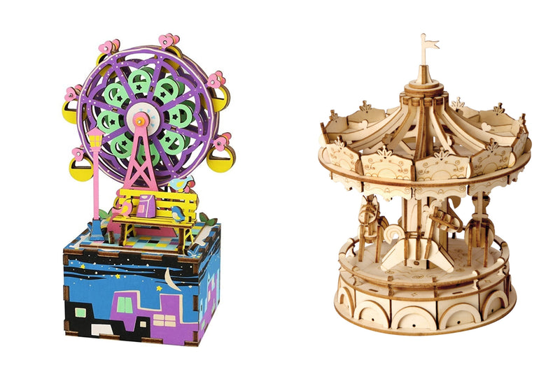 DIY 3D Puzzle 2 Pack - Ferris Wheel Music Box and Merry Go Round